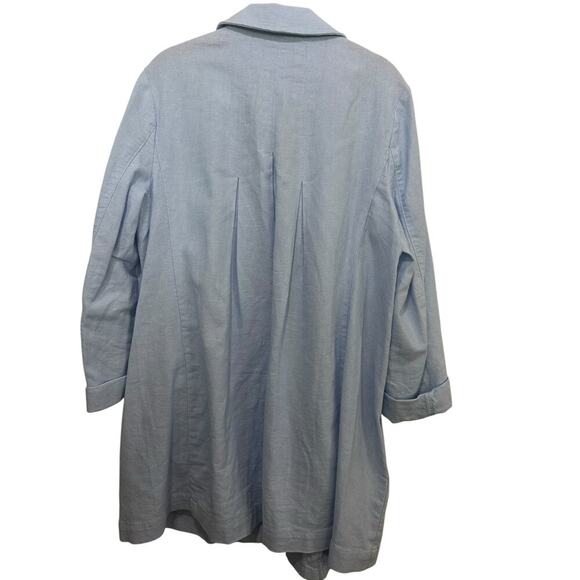 J. Jill Women's Blue Stretch Twill Linen Trench Coat Size Medium - Picture 5 of 5
